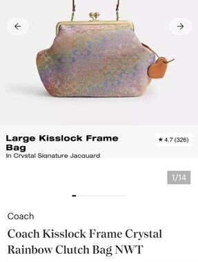 Coach Pastel Multicolor Signature Glitter Kiss-Lock Xl